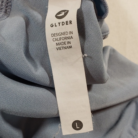 GLYDER Blue Snowflake Print Sports Bra Tank Top Size L Athletic Fitness - Picture 3 of 6